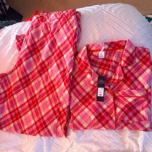 Fashion Nova Plaid Pajamas in Red and Pink